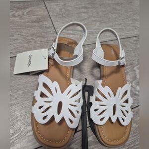 George Girls White Butterfly Shape Open Toe Sandals With Straps. Size 2